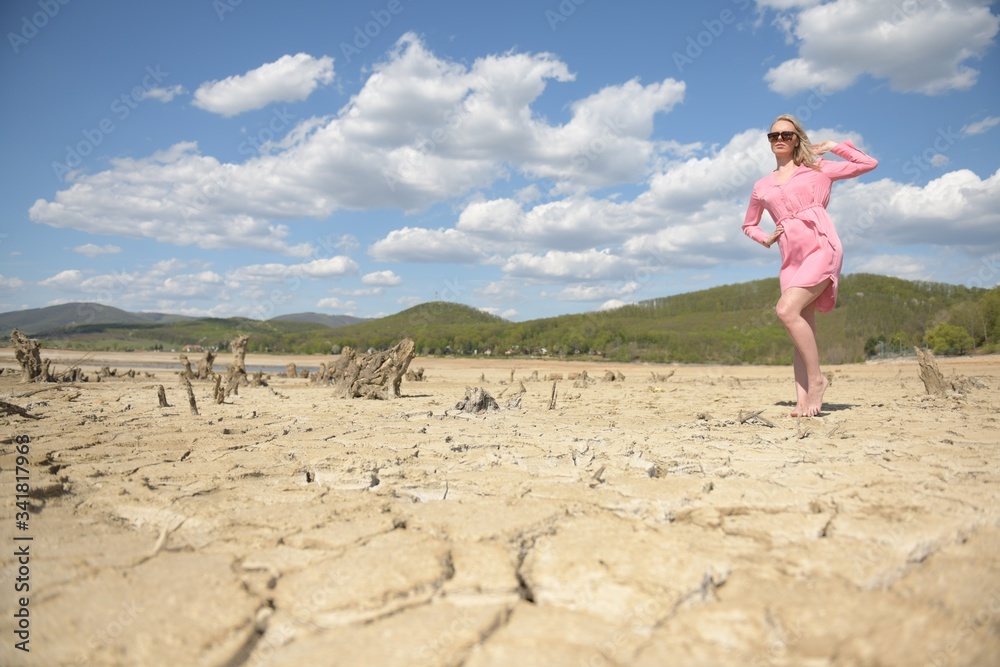 Portrait of an attractive girl in the desert