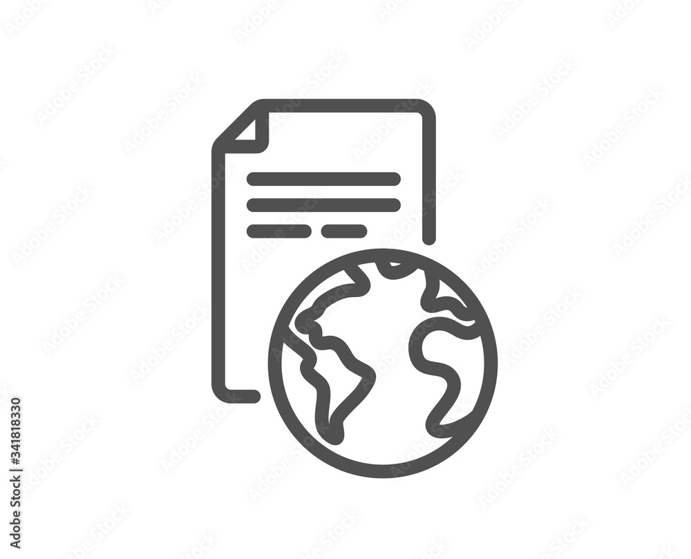Global business documents line icon. Translation service sign. Internet marketing symbol. Quality design element. Editable stroke. Linear style translation service icon. Vector
