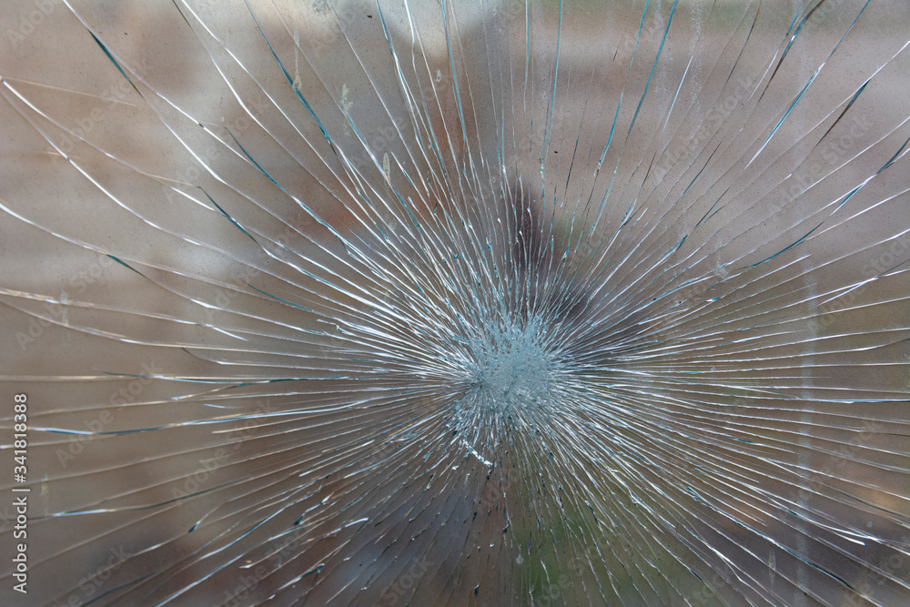 Fototapeta premium Broken old car glass