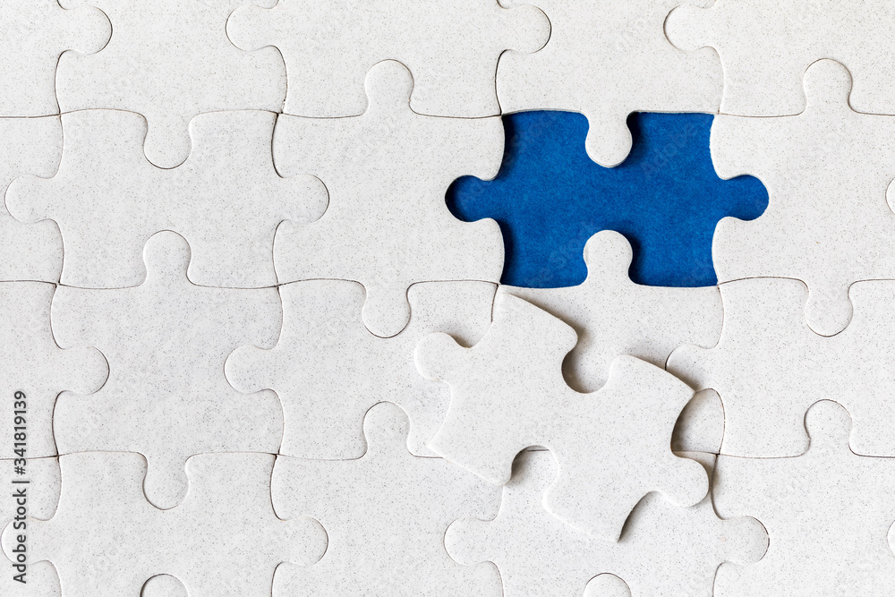 Jigsaw puzzle with missing piece. Missing puzzle pieces. Concept image