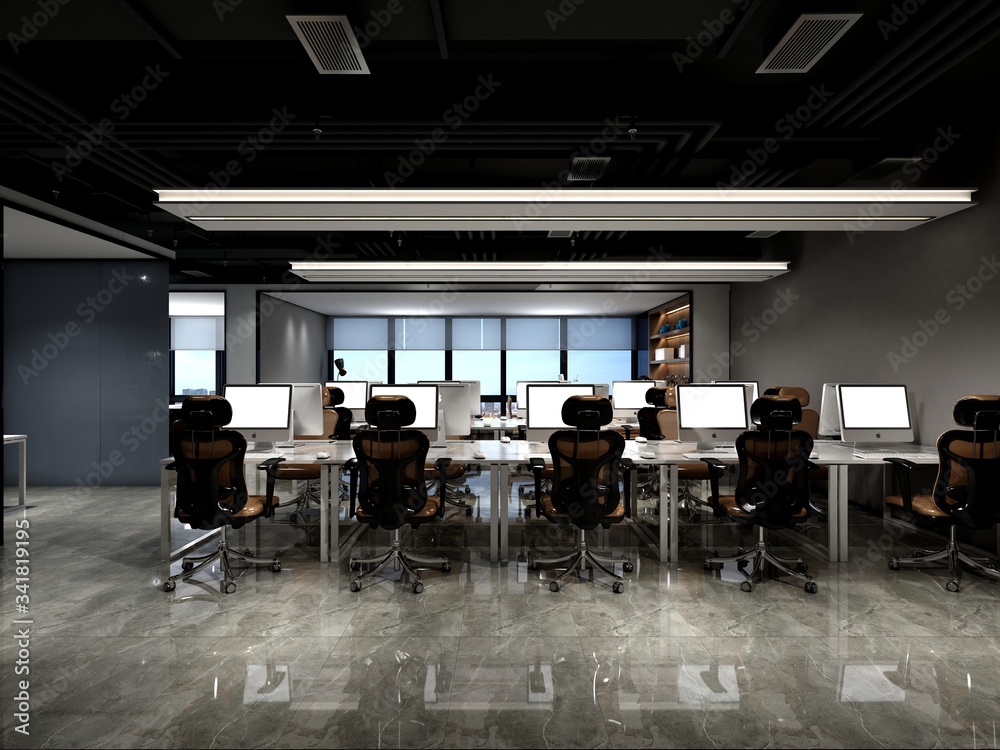 3d render of modern office interior meeting room