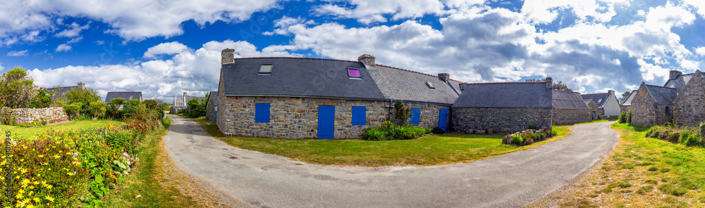 Street view of beautiful village of Rostudel former fishing village, Parc naturel regional d'Armorique. Finistere department, Camaret-sur-Mer. Brittany (Bretagne), France. Street view of beautiful village of Rostudel former fishing village, Parc naturel regional d'Armorique. Finistere department, Camaret-sur-Mer. Brittany (Bretagne), France.