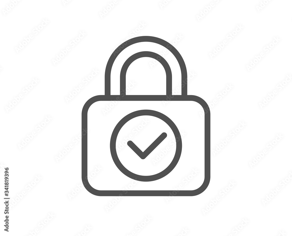 Security lock line icon. Cyber defence sign. Private protection symbol. Quality design element. Editable stroke. Linear style security lock icon. Vector Security lock line icon. Cyber defence sign. Private protection symbol. Quality design element. Editable stroke. Linear style security lock icon. Vector