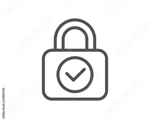 Security lock line icon. Cyber defence sign. Private protection symbol. Quality design element. Editable stroke. Linear style security lock icon. Vector