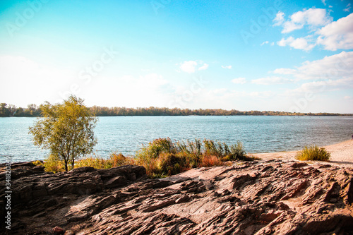 Granite rock and river 