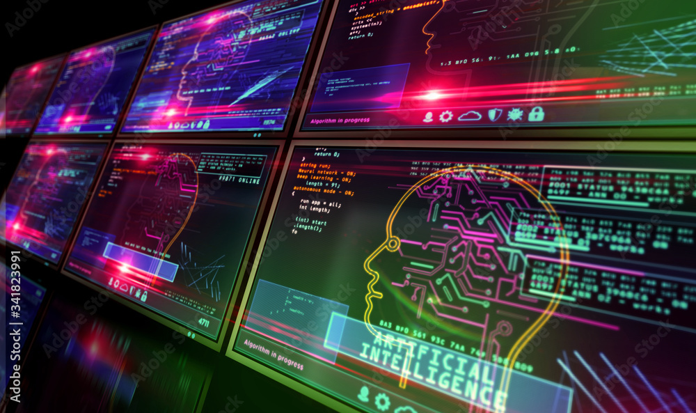 Fototapeta premium Artificial Intelligence on screen illustration