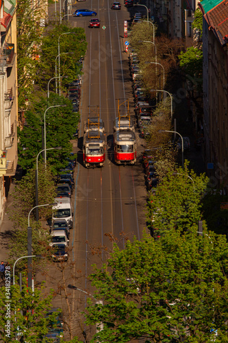 prague street viev with tram 