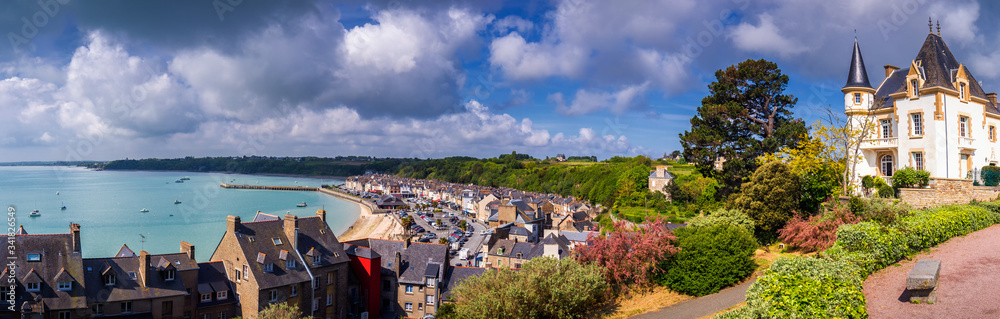 Cancale view, city in north of France known for oyster farming, Brittany.