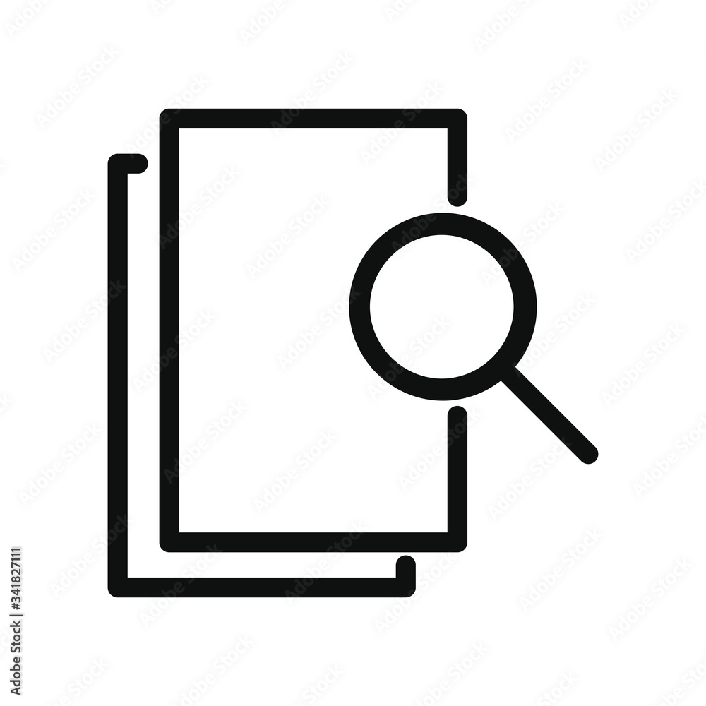 magnifying glass and documents pages icon, line style magnifying glass and documents pages icon, line style