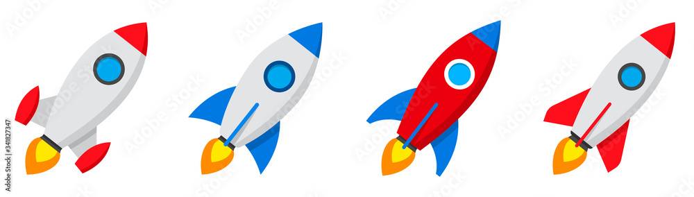 Rocket icons set. Spaceship launch icon. Vector