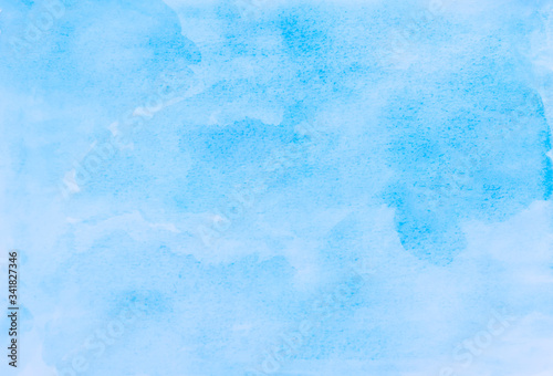 Watercolor illustration art abstract blue color texture background  clouds and sky pattern.
