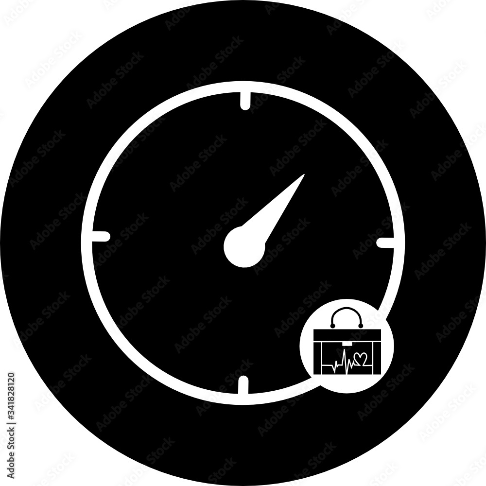 Working time, clock, watch in black circle icon. Concept of UI design ...