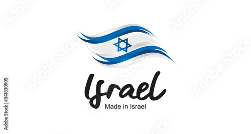 Made in Israel handwritten flag ribbon typography lettering logo label banner