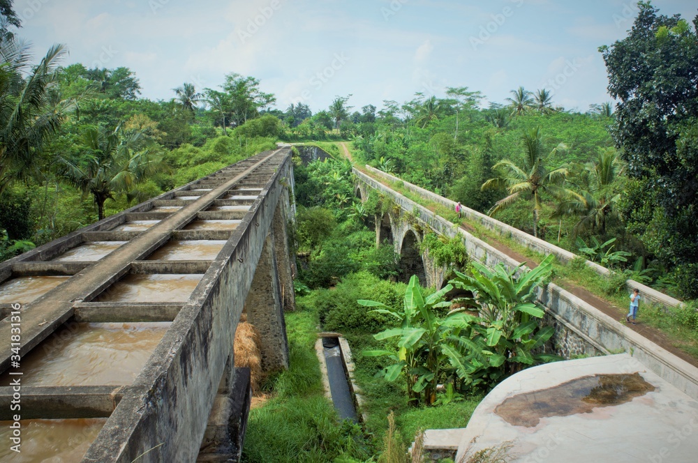 old bridges over the river in central java, indonesia