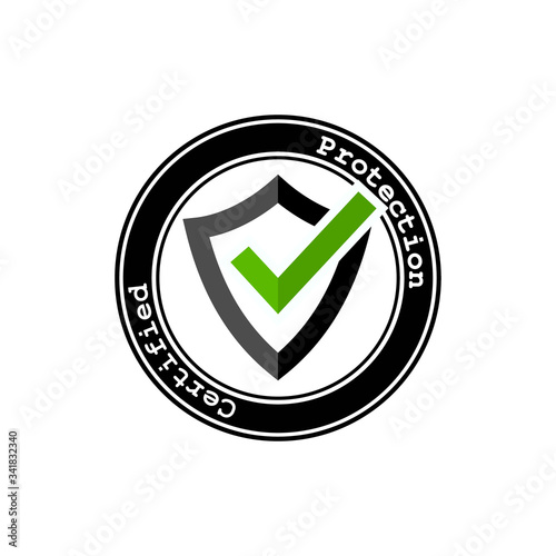 Vector illustration of certified protection icon on light background.