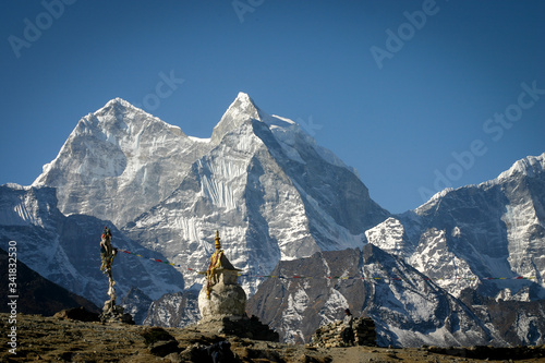 Little stupa in the mountains in Nepal photo