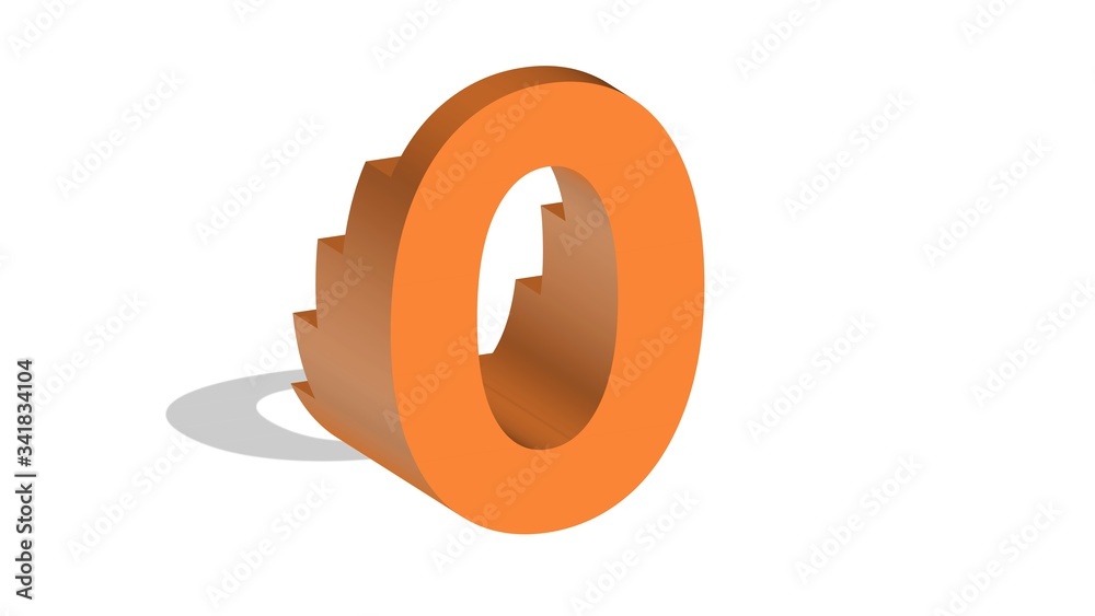 3D NUMBER MADE OF TERRACE ORANGE BLOCKS : 0 ZERO 3D NUMBER MADE OF TERRACE ORANGE BLOCKS : 0 ZERO