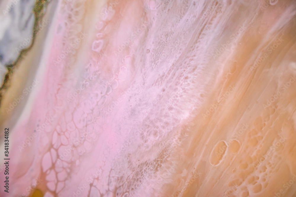 Obraz premium Macro photo of colourful abstract epoxy resin painting. Applicable for design cover, annual report, invitation, flyer, presentation, packaging, poster, business card, wedding invitations.