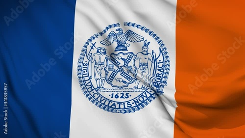 New York City flag is waving 3D animation. Los Angeles California flag waving in the wind. flag seamless loop animation. 4K