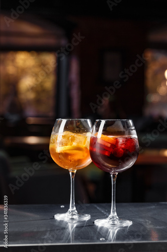 Traditional variety of Mexican beverages in fancy glassware. Beverage photography best use for casual dine in Mexican restaurant bar book menu concept.
