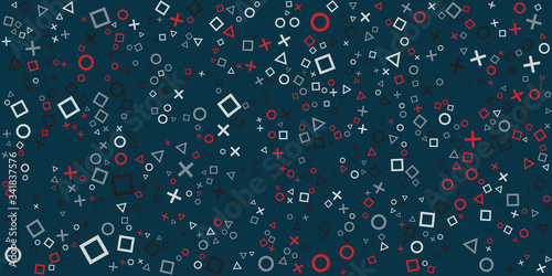 Video Games outline pattern. Vector game concept seamless background. Play station game pad
