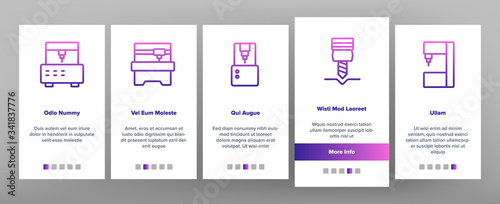 Drilling Equipment Onboarding Icons Set Vector. Perforator Drilling Electronic Device And Manual Tool Instrument, Industrial Machine Illustrations