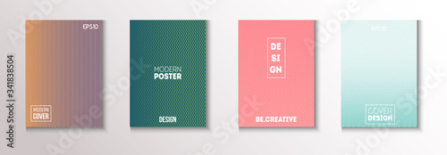 Folded Minimal Cover Vector Set. Glam Magazine Page. 80s Neon Music 