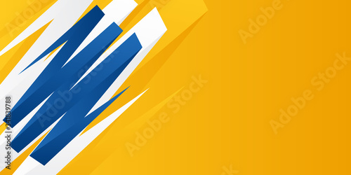 3D bright blue orange yellow banner background graphic with sharp brush stroke background design with slate gray, royal blue and light coral color