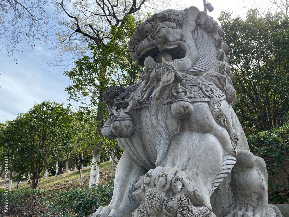 Lionstone figure in Chinese temple