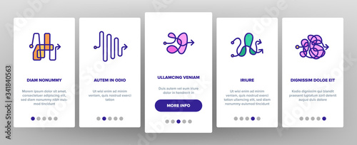 Chaos Arrow Movement Onboarding Icons Set Vector. Confused Complicated Way As Chaos Or Problem, Chaotic Direction, Negative Space Illustrations