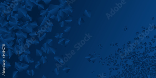 Bright navy blue dynamic abstract vector background with particle 3d traingle. 3d cover of business presentation banner for sale event night party. 