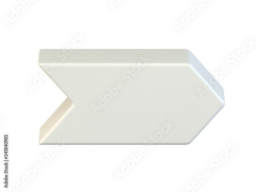 Simple straight white right arrow icon 3D