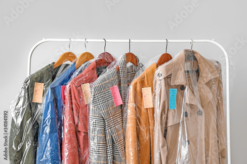 Rack with clothes after dry...
