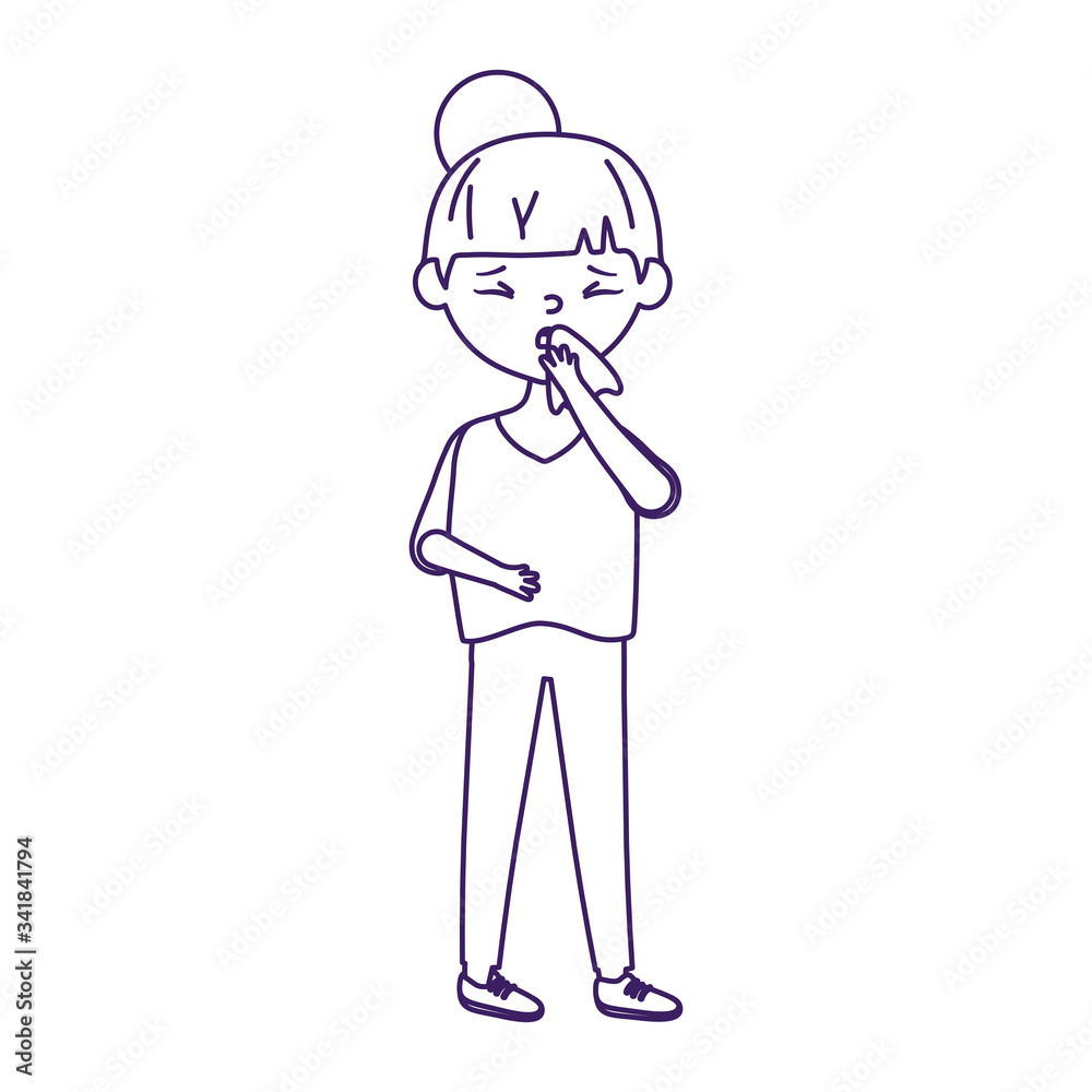 Woman with dry cough vector design