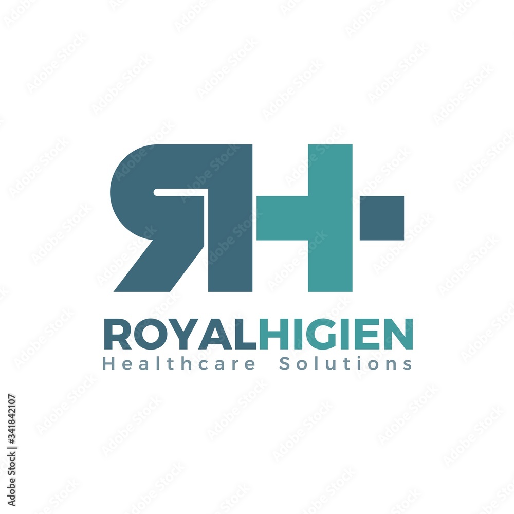 Letter RH Logo for Health Care Business
