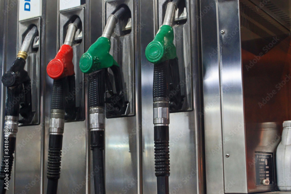 Colorful petrol pump filling nozzles Colorful petrol pump filling nozzles