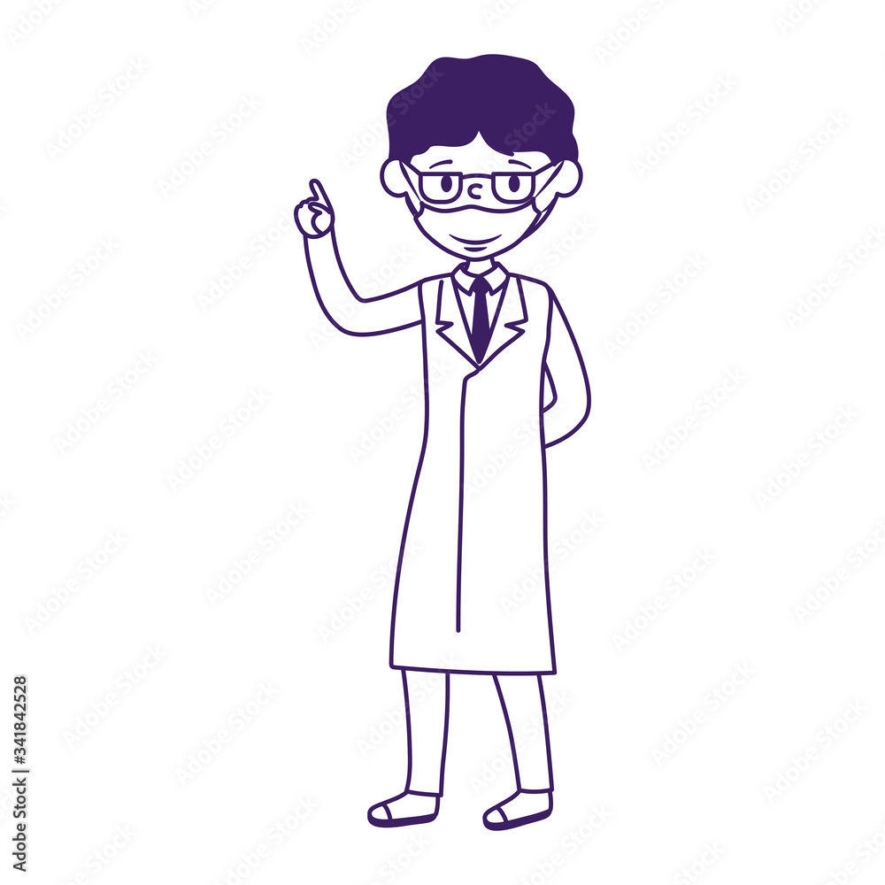 Isolated man doctor with mask vector design