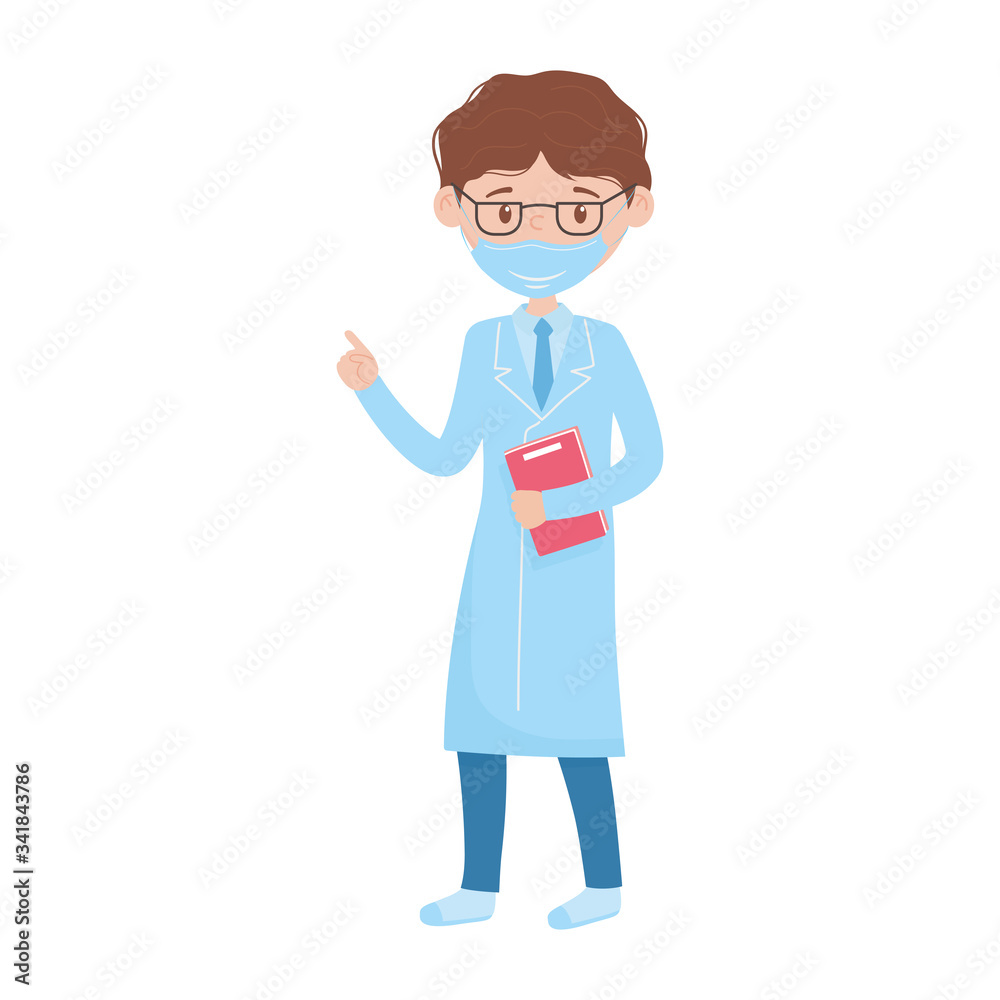 Isolated man doctor with mask vector design