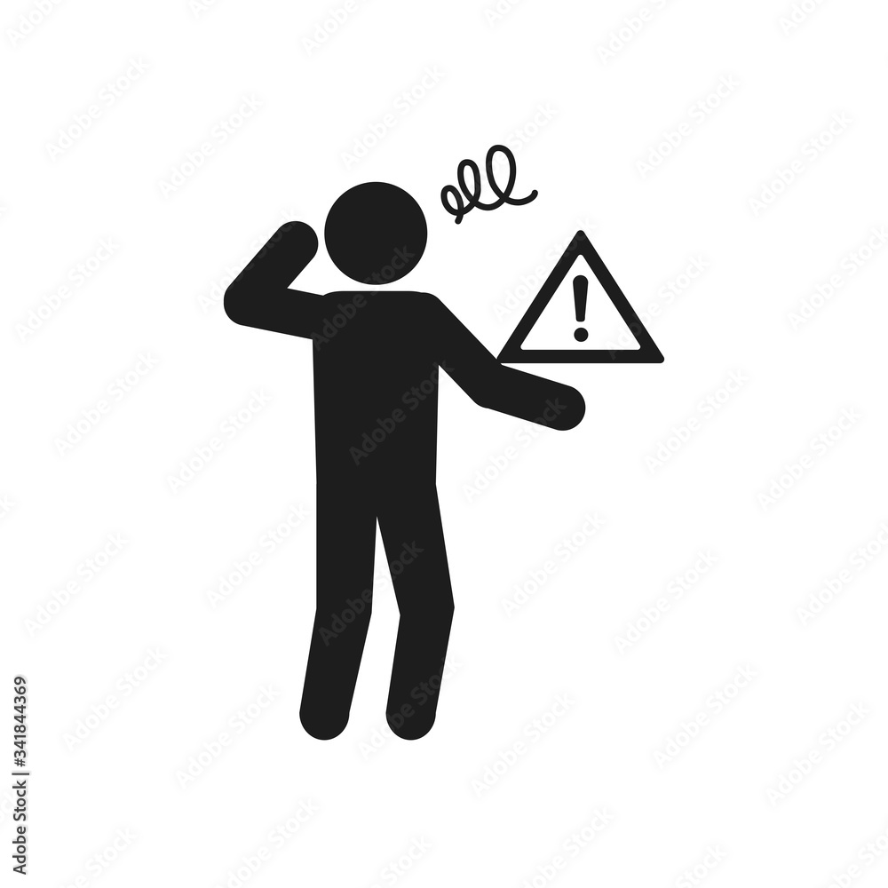 coronavirus and health concept, pictogram man with headache, silhouette style coronavirus and health concept, pictogram man with headache, silhouette style