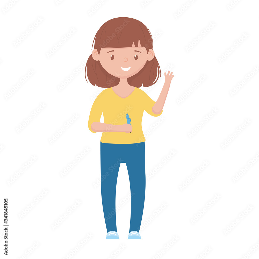 School girl with pen vector design School girl with pen vector design
