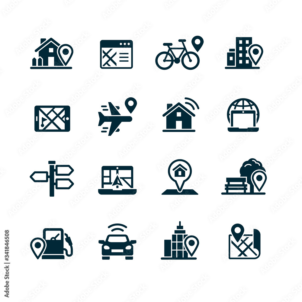 Navigation and Map icons set