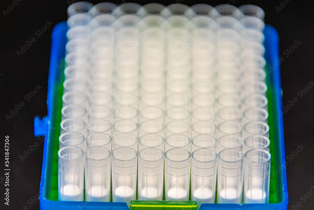 Closeup of box of pipette tips Closeup of box of pipette tips