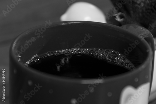 Close Up Of Coffee Mug And Coffee