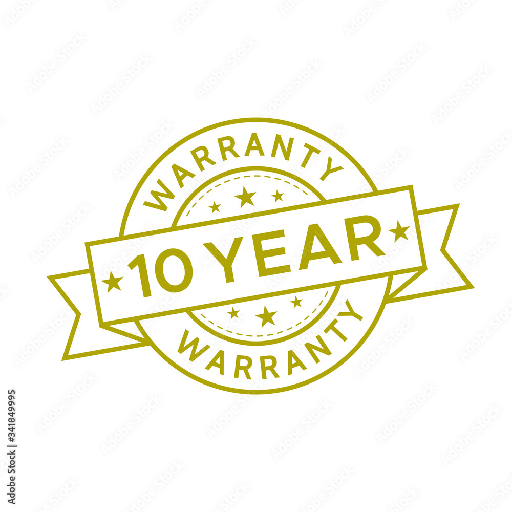 10 year warranty label logo flat icon