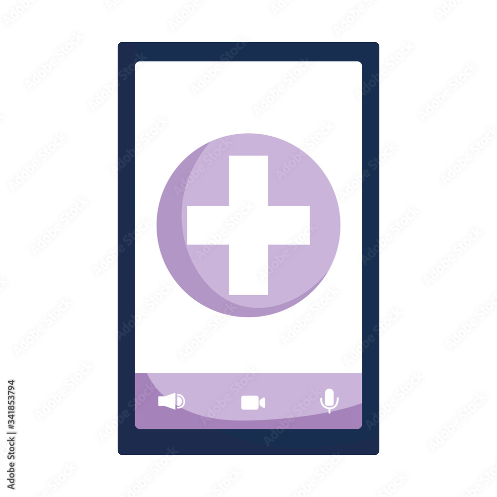 Isolated smartphone with cross vector design Isolated smartphone with cross vector design