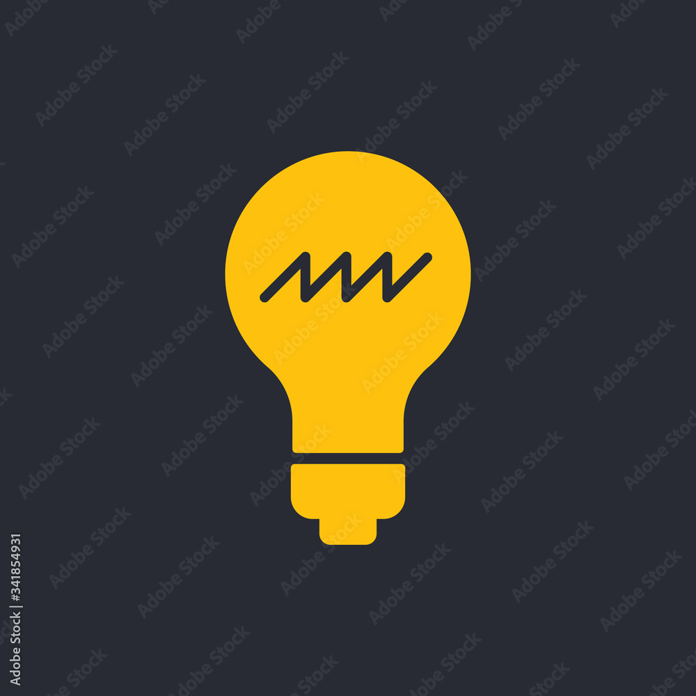 Light bulb icon. Symbol of idea. Solution and thinking concept simple illustration. Electric lamp flat style design. Light bulb icon. Symbol of idea. Solution and thinking concept simple illustration. Electric lamp flat style design.