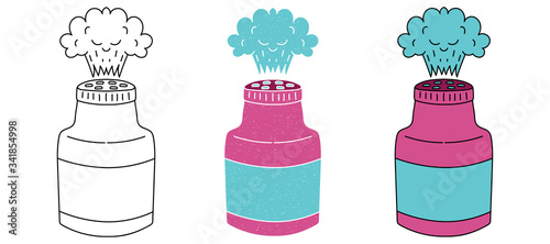 baby powder vector design. black and white. digital hand drawn. grain texture