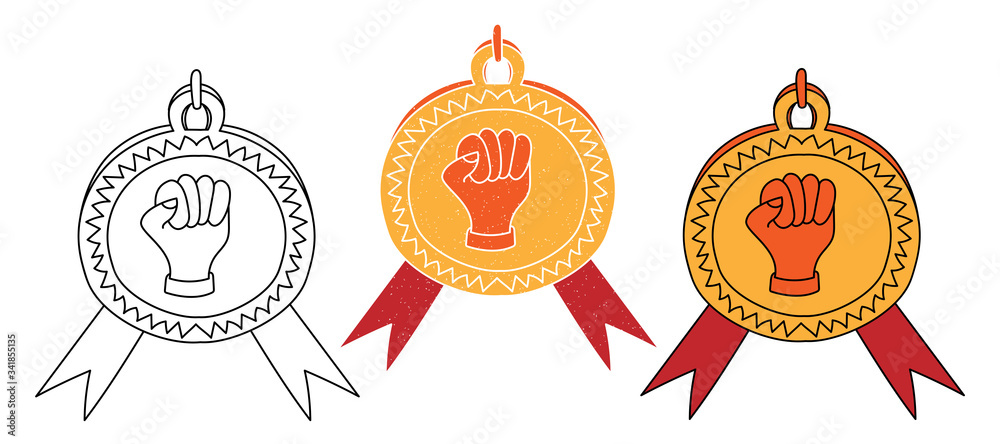 medal vector design. black and white. digital hand drawn. grain texture medal vector design. black and white. digital hand drawn. grain texture