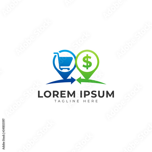 Online Shop Location Transaction Logo Vector Icon Illustration