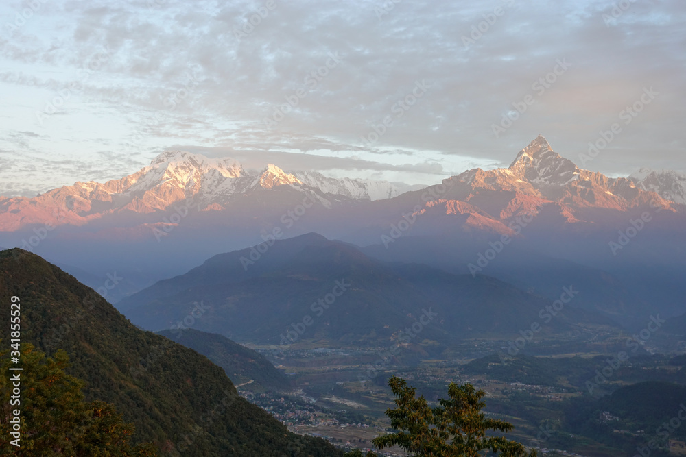 Early morning light on the Annapurna Mountains.